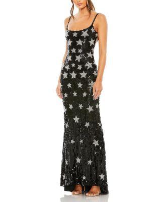 Star Beaded Detail Cross Back Gown by MAC DUGGAL