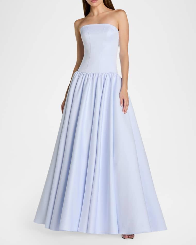 Strapless A-Line Satin Gown by MAC DUGGAL