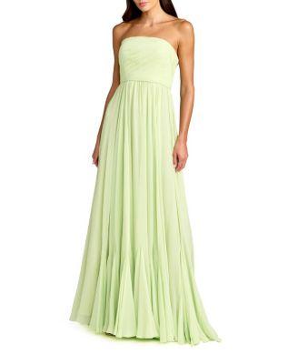 Strapless Chiffon Gown with Braided Belt by MAC DUGGAL