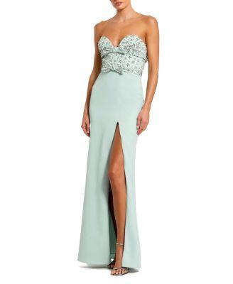 Strapless Crepe Fitted Gown with Rhinestones by MAC DUGGAL