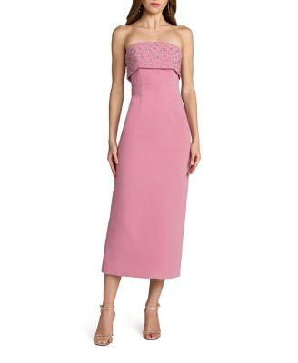 Strapless Crepe Rhinestone Ankle Length Dress by MAC DUGGAL