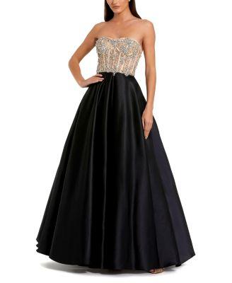 Strapless Embellished Detail Bustier Ball Gown by MAC DUGGAL