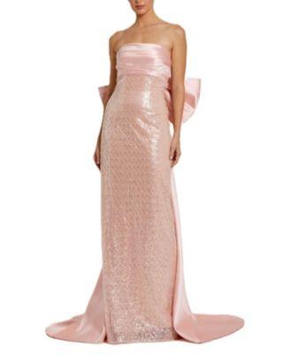 Strapless Embellished Gown with Back Bow Detail by MAC DUGGAL