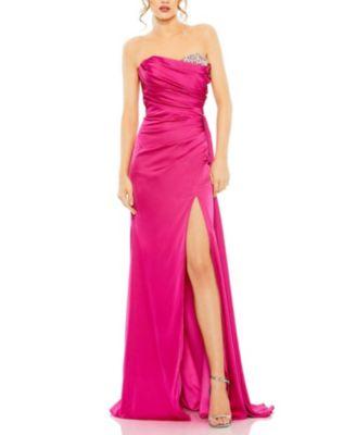 Strapless Embellished Sweetheart Neckline Satin Gown by MAC DUGGAL