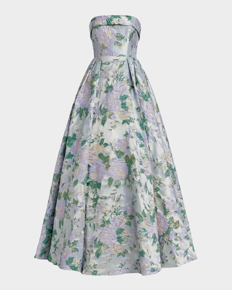 Strapless Floral Brocade Ball Gown by MAC DUGGAL
