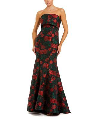 Strapless Floral Brocade Mermaid Gown by MAC DUGGAL