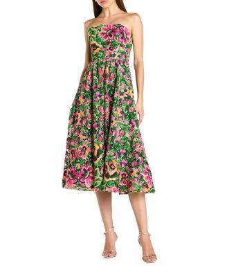 Strapless Floral Embroidered Midi Dress by MAC DUGGAL