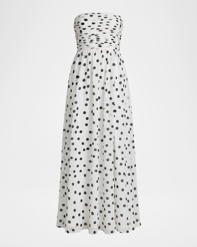 Strapless Polka Dot A-Line Gown by MAC DUGGAL