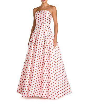 Strapless Polka Dot Mikado Ballgown by MAC DUGGAL