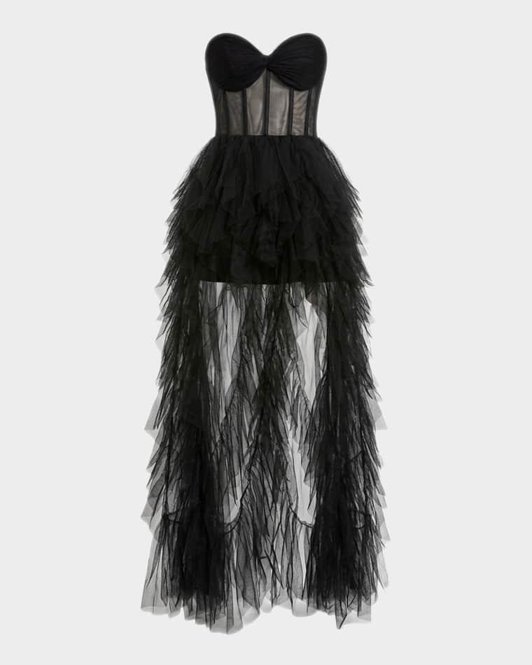 Strapless Ruffle Bustier Gown by MAC DUGGAL
