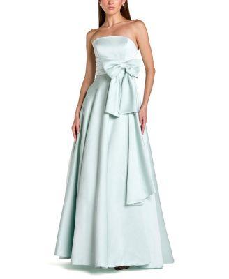 Strapless Satin Ballgown with Bow Detail by MAC DUGGAL
