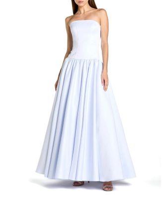 Strapless Satin Dropwaist Gown by MAC DUGGAL