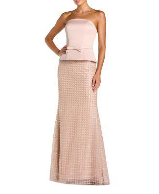 Strapless Satin Top with Embellished Skirt Gown by MAC DUGGAL