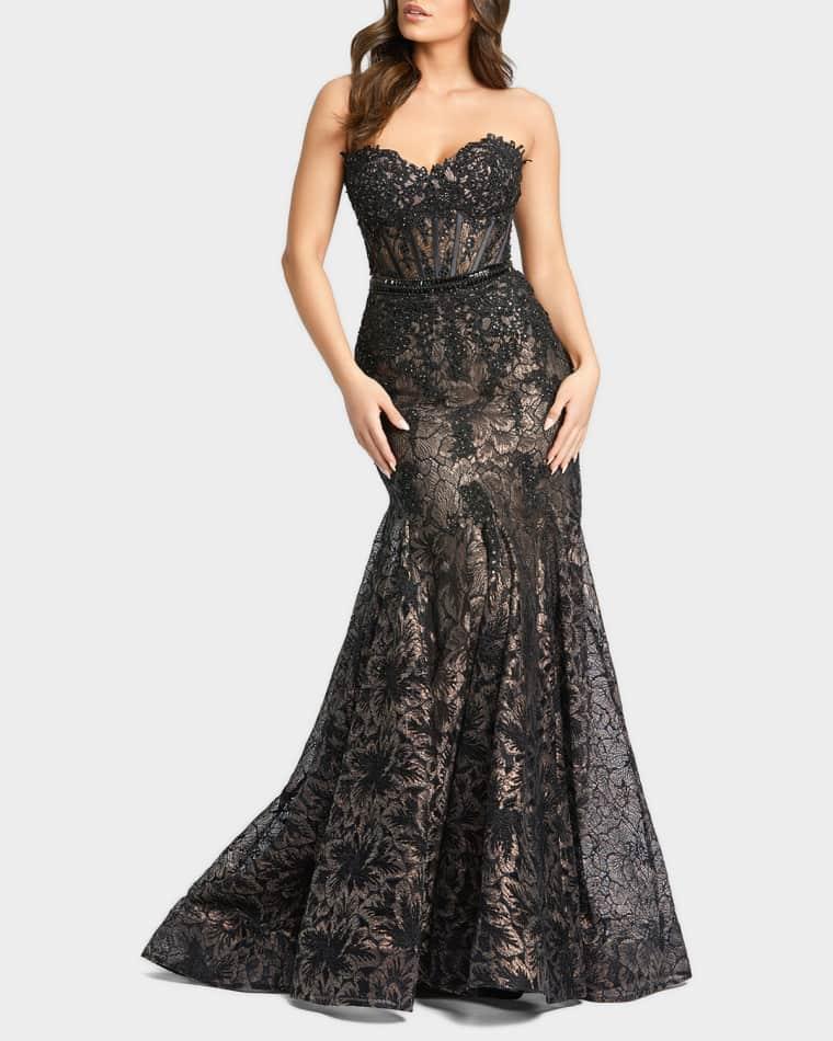 Strapless Sequin Lace Trumpet Gown by MAC DUGGAL