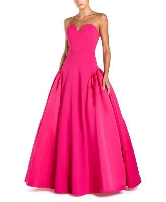 Strapless Sweetheart Crepe Gown With Satin Skirt by MAC DUGGAL