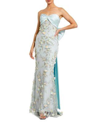 Strapless Sweetheart Embellished Gown with Bow by MAC DUGGAL