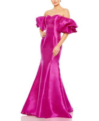 Sweetheart Off The Shoulder Puff Sleeve Gown by MAC DUGGAL