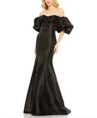 Sweetheart Off The Shoulder Puff Sleeve Gown by MAC DUGGAL