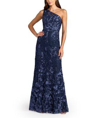 Women's One Shoulder Lace Embroidered Gown by MAC DUGGAL