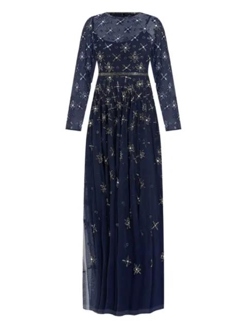 long-sleeve crystal-embellished gown by MAC DUGGAL