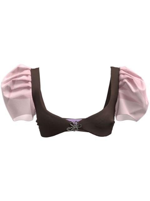 Britney puff-sleeve bra top by MACCAPANI