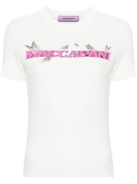 logo-print cotton T-shirt by MACCAPANI