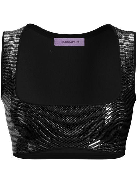 rhinestone-embellished crop top by MACCAPANI