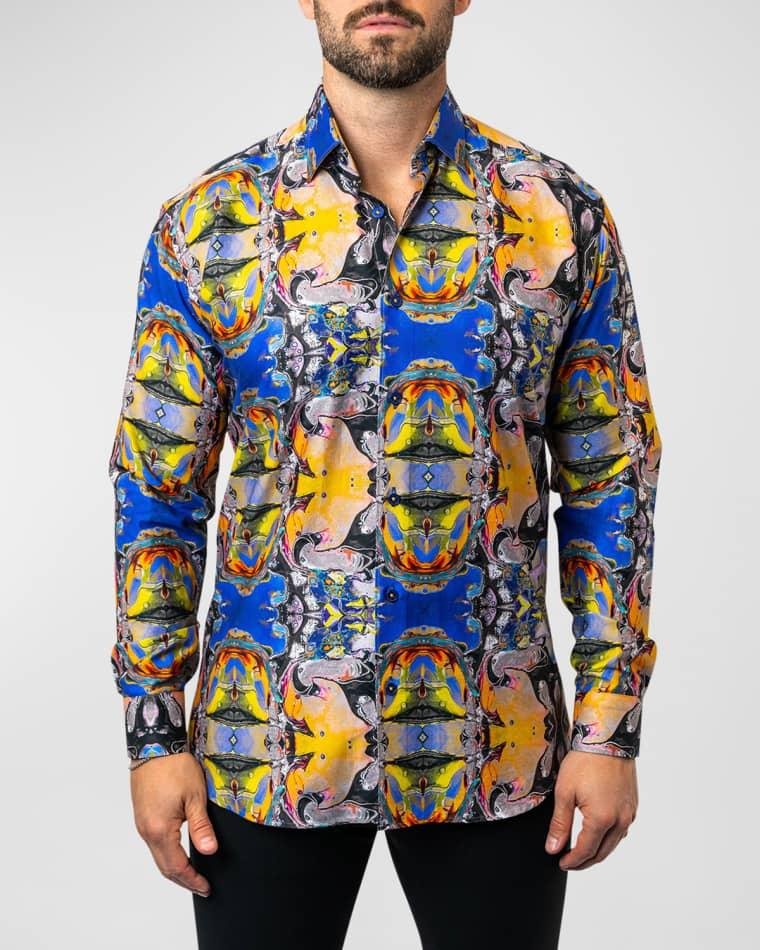 Men's Fibonacci Acid Trip Dress Shirt by MACEOO