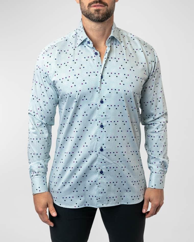 Men's Fibonacci Patterned Dress Shirt by MACEOO