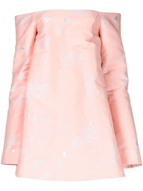Virtuoso off-shoulder jacquard dress by MACGRAW