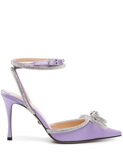 100mm crystal-embellished satin pumps by MACH AND MACH