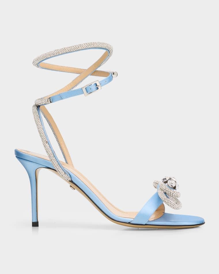Crystal Embellished Satin Double Bow Sandals by MACH AND MACH