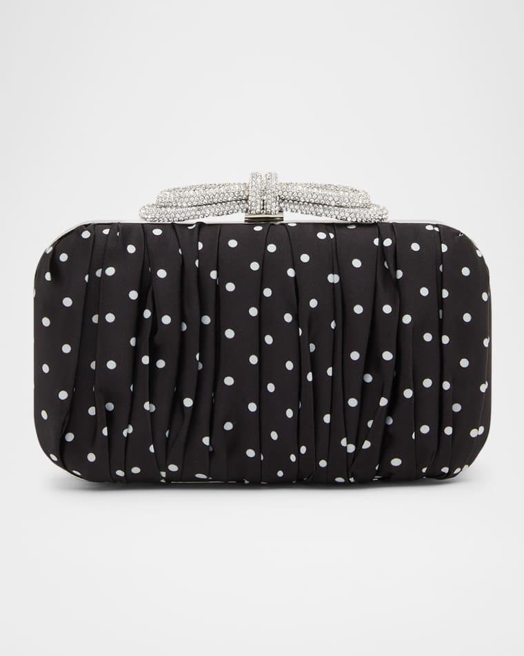 Double Bow Polka Dot Satin Clutch Bag by MACH AND MACH