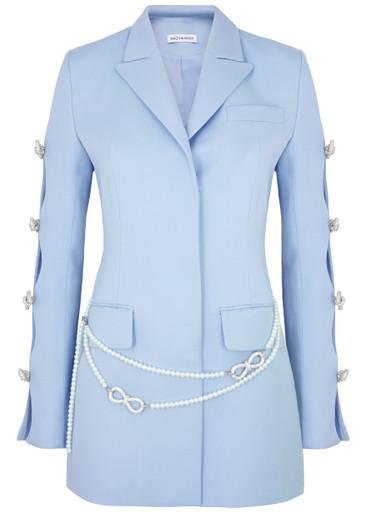 Embellished cut-out wool mini blazer dress by MACH AND MACH