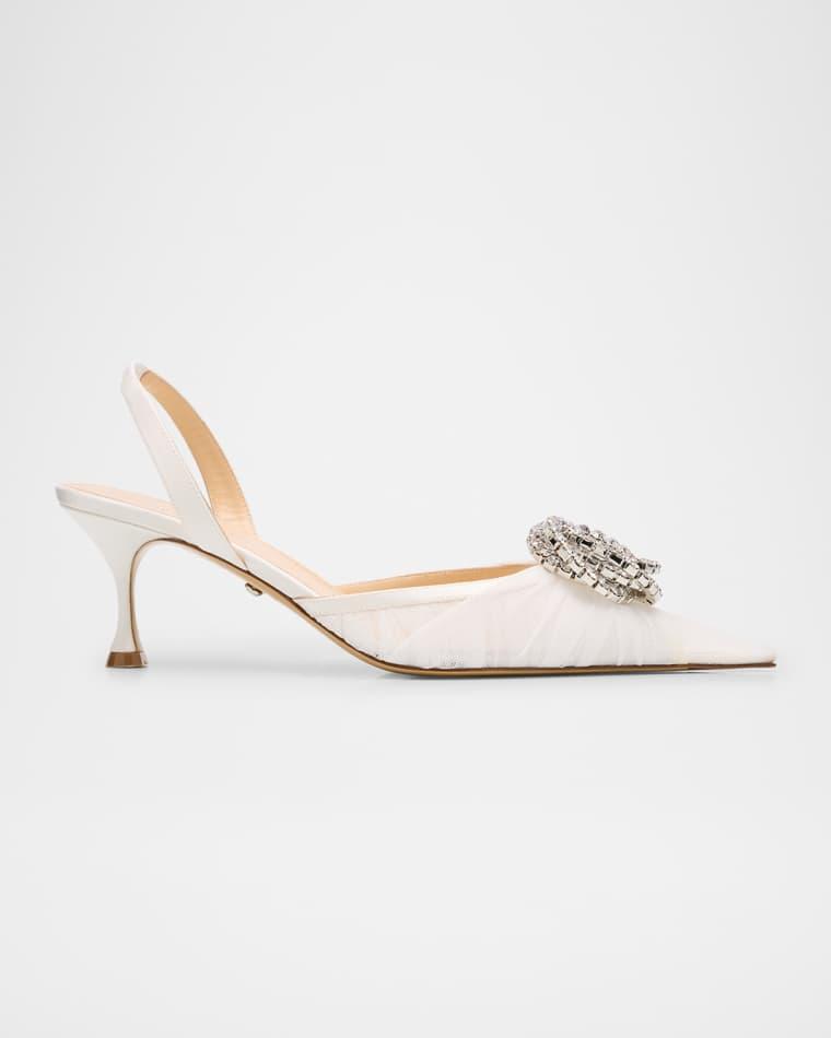 Galaxy Mesh Crystal Slingback Pumps by MACH AND MACH