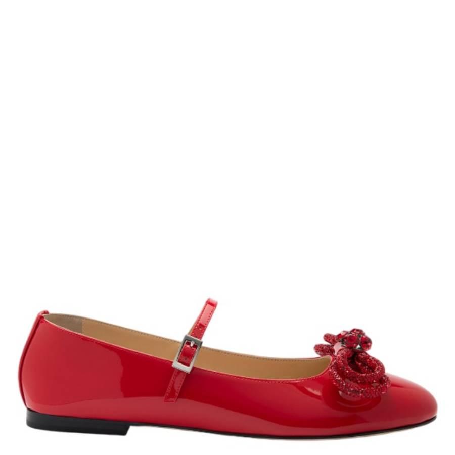 Mach & Mach Patent Bow-Detail Mary Jane Flats by MACH AND MACH