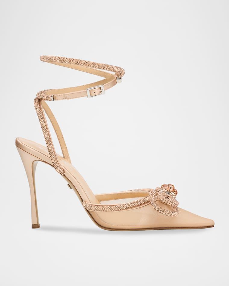 Strass Mesh Double Bow Ankle-Strap Pumps by MACH AND MACH