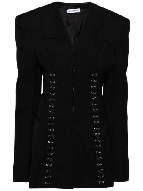 corset hook-and-eye wool mini dress by MACH AND MACH