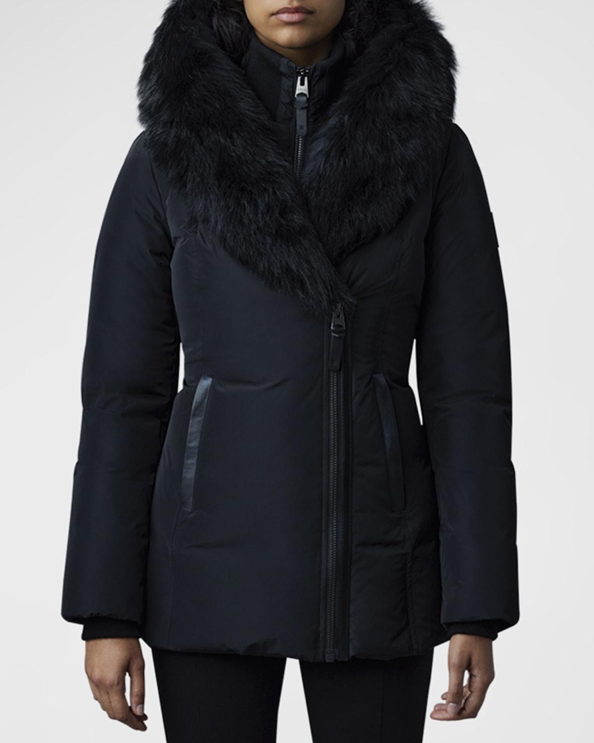 Adali Hooded Down Jacket with Shearling Collar by MACKAGE