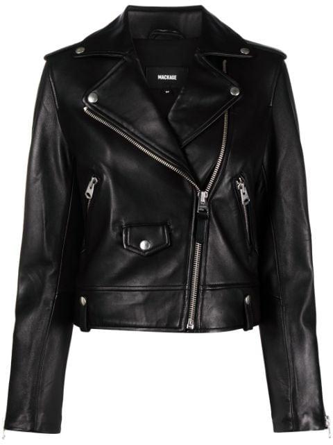 Baya off-centre leather jacket by MACKAGE