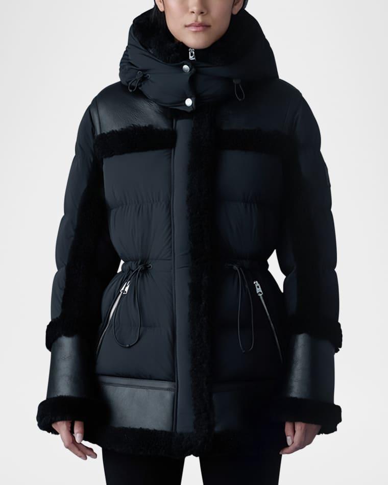 Lilibeth Mixed-Media Down Parka with Shearling and Leather by MACKAGE
