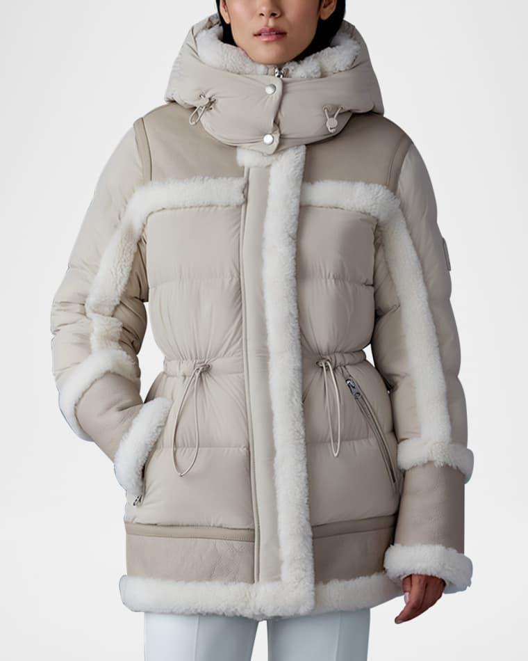 Lilibeth Mixed-Media Down Parka with Shearling and Leather by MACKAGE