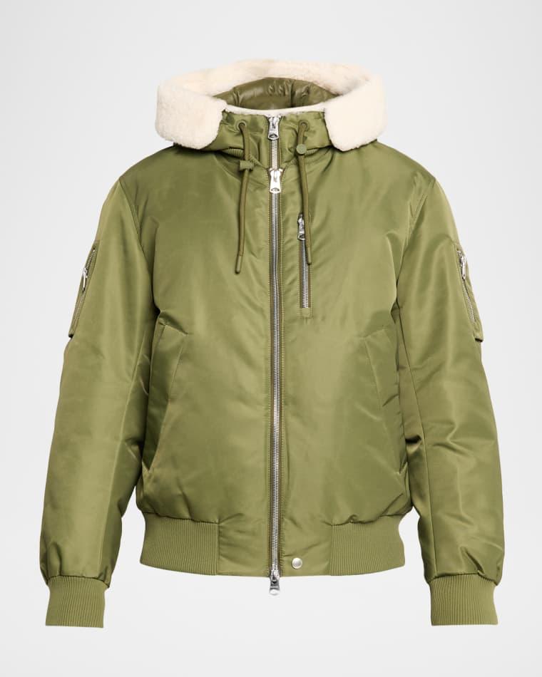 Men's August Bomber Jacket with Shearling-Trimmed Hood by MACKAGE
