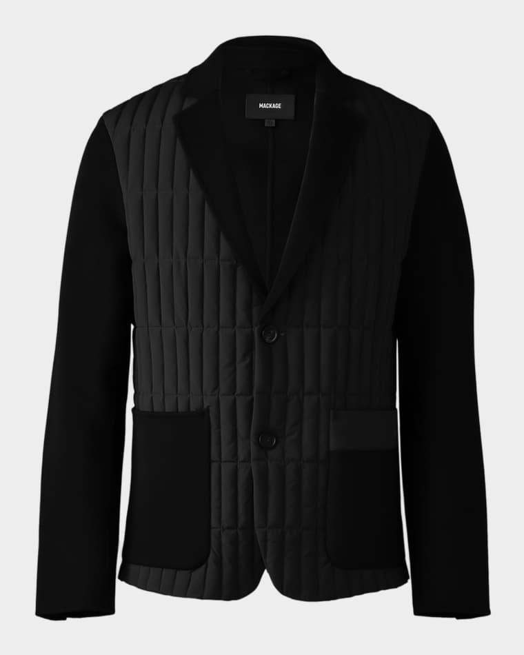 Men's John Vertical Quilted Mixed-Media Blazer by MACKAGE