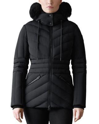 Nadia-SH Hooded Down Jacket With Shearling Trim by MACKAGE