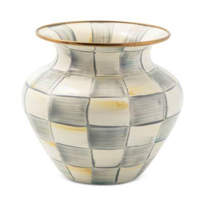 Sterling Check Enamel Large Vase by MACKENZIE-CHILDS
