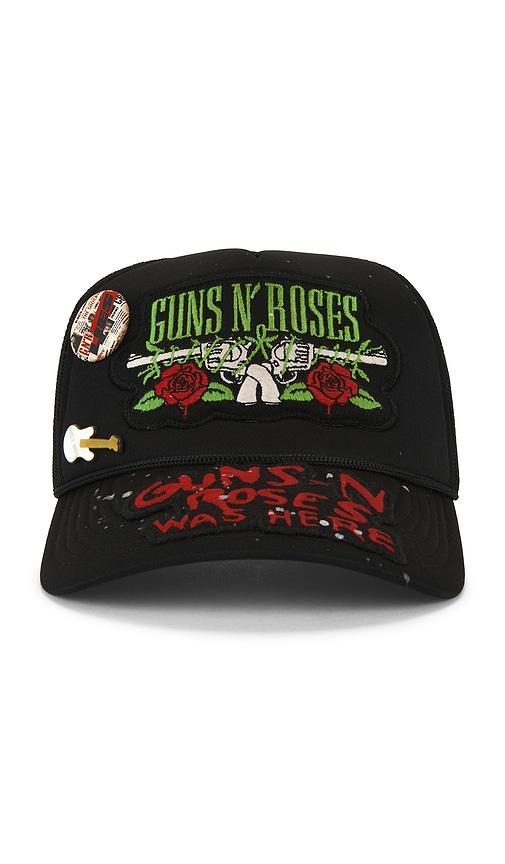 Madeworn Guns N' Roses Hand Painted Patched & Pinned Trucker Hat in Black by MADE WORN