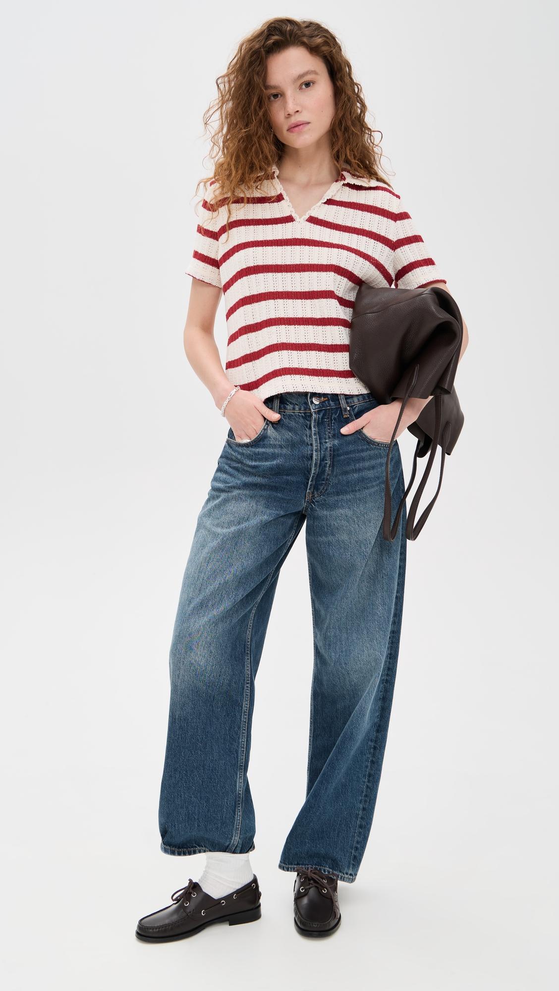 Crochet Knit V Neck Sweater Tee by MADEWELL