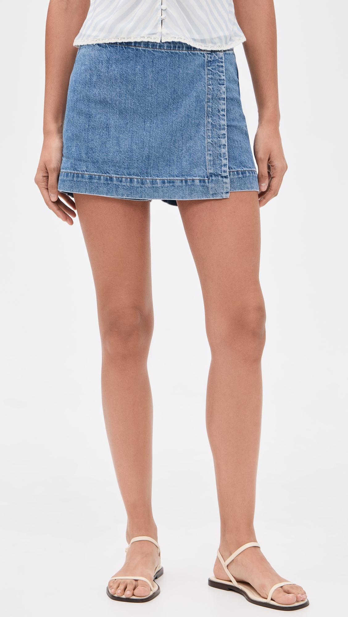 Denim Wrap Mini Skort by MADEWELL