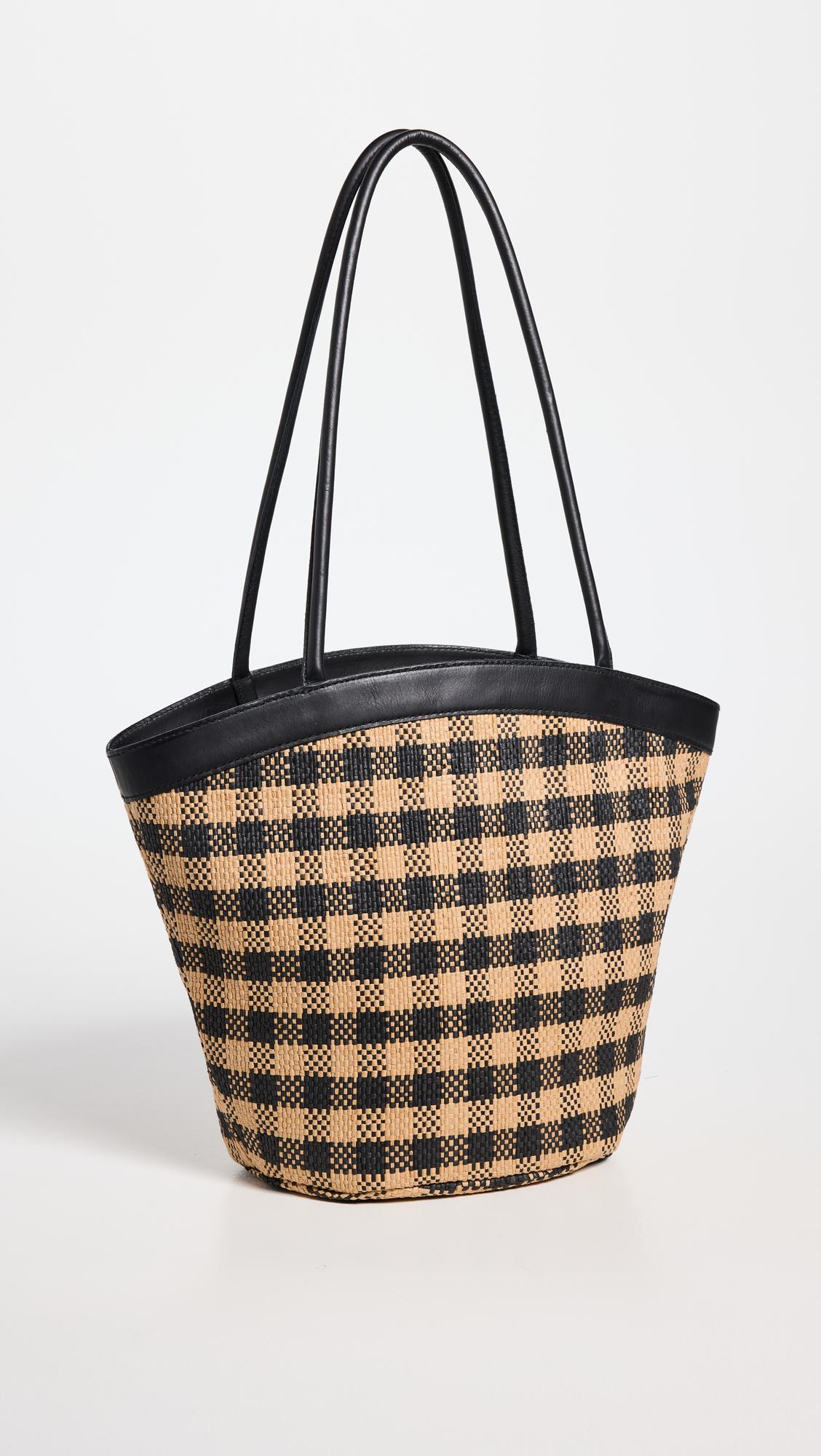 Gingham Paper Straw Tote by MADEWELL